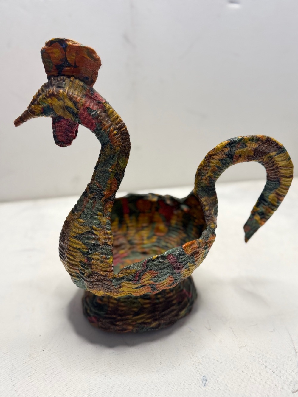 Vintage decorative basket in the shape of a rooster (or hen)